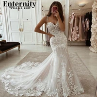 seductive spaghetti straps bridal dresses mermaid lace appliques wedding gowns sweetheart backless vestidos de novia 2022