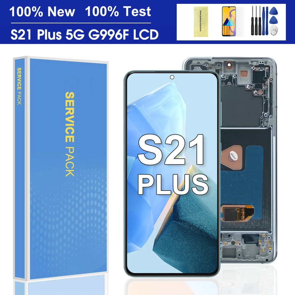 

ЖК-дисплей 6,7 ''Super AMOLED для Samsung Galaxy S21 Plus, цифровой сенсорный экран для Samsung S21 + ЖК-экран G996 G9960 G996F, экран
