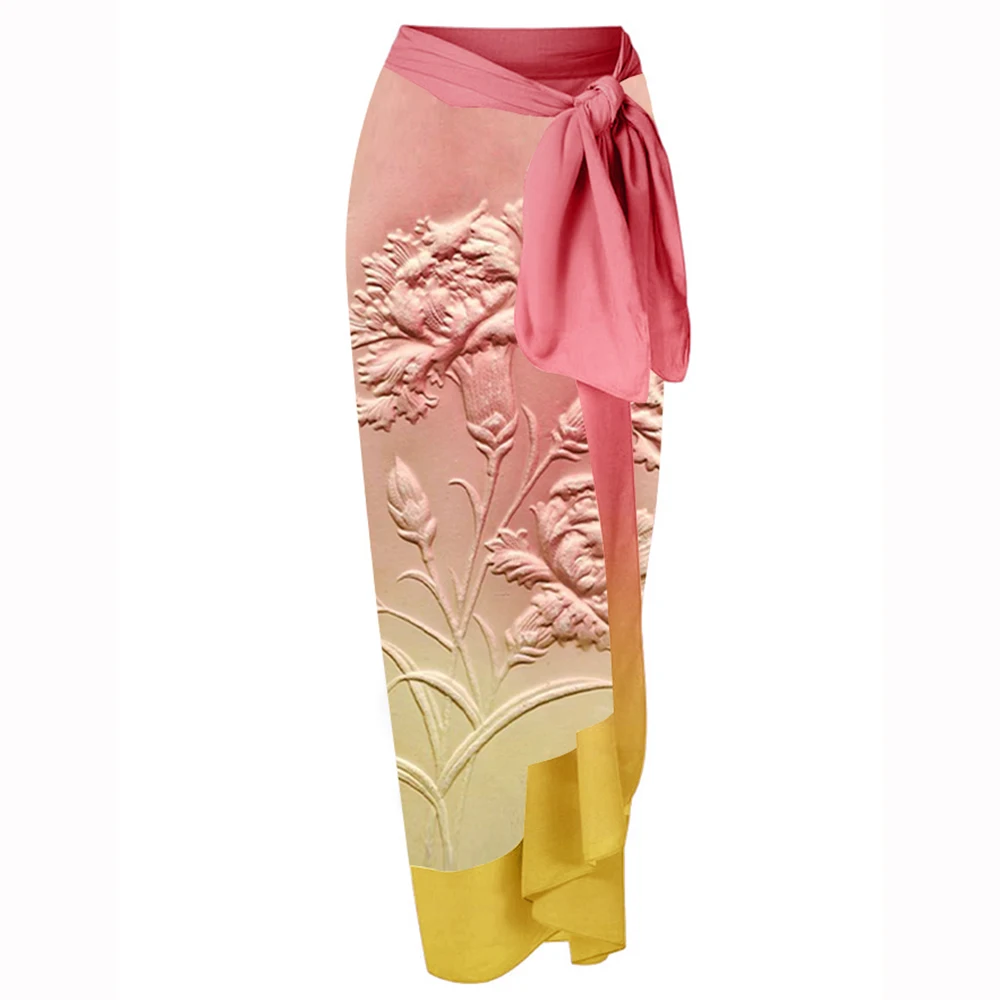 Swimwear 2022 Fashion Vintage Floral Design Gradient Bikini Set Sexy One Piece Swimsuit and Cover Up Women Bathing Suit Backless