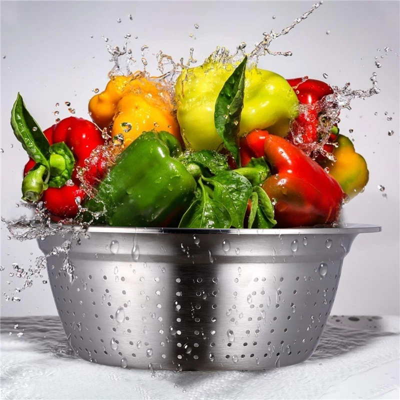 

Stainless Steel Bowl Draining Baskets Multifunctional 3 In 1 Graters Vegetable Slicer Drain Basin Salad Bowls Kitchen Tools