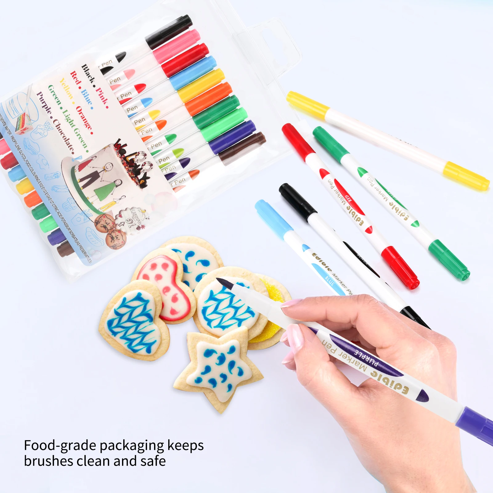 Double Sided Food Grade Gourmet Writers Food Coloring Marker Pen Children's DIY Toys Gourmet Writers Drawing Tools Marker Pen images - 6