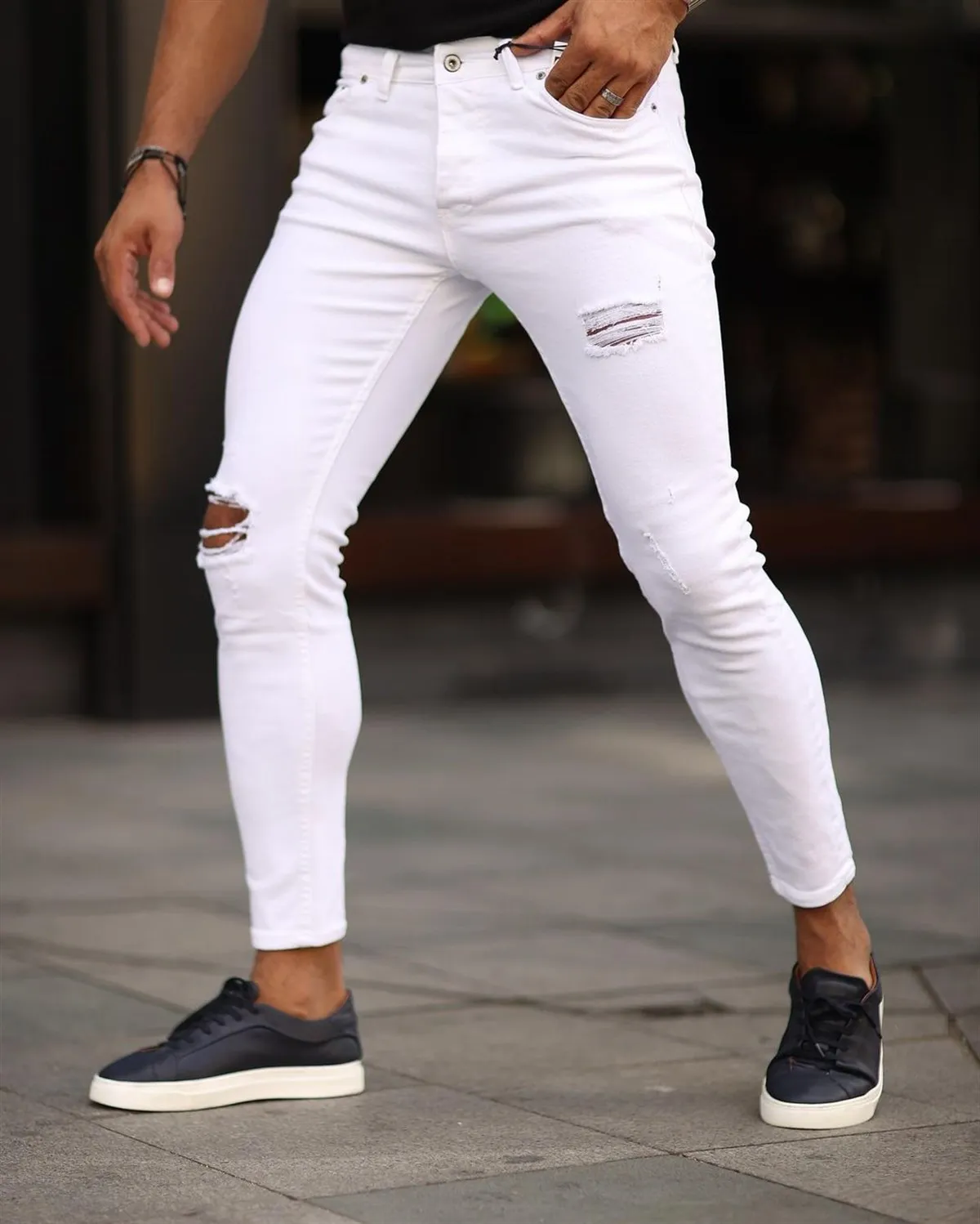 White Ripped Detailed Skinny Jean New Season Casual Fashion Lycra Fit