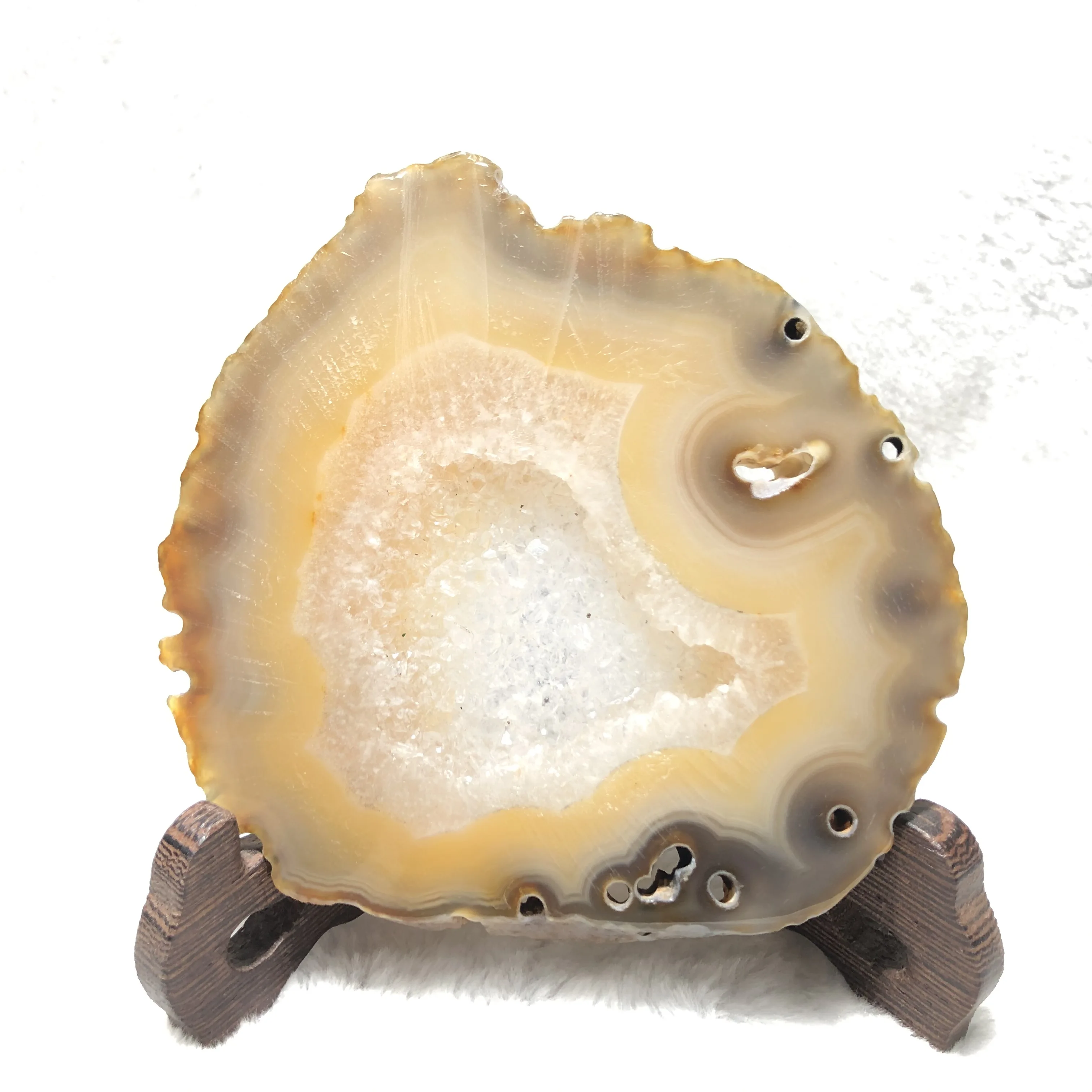 

112mm Natural Agate Slab With Druzy Quartz Crystal Healing Stone Mineral Agate Slice Table And Cup Coasters Home Decorations