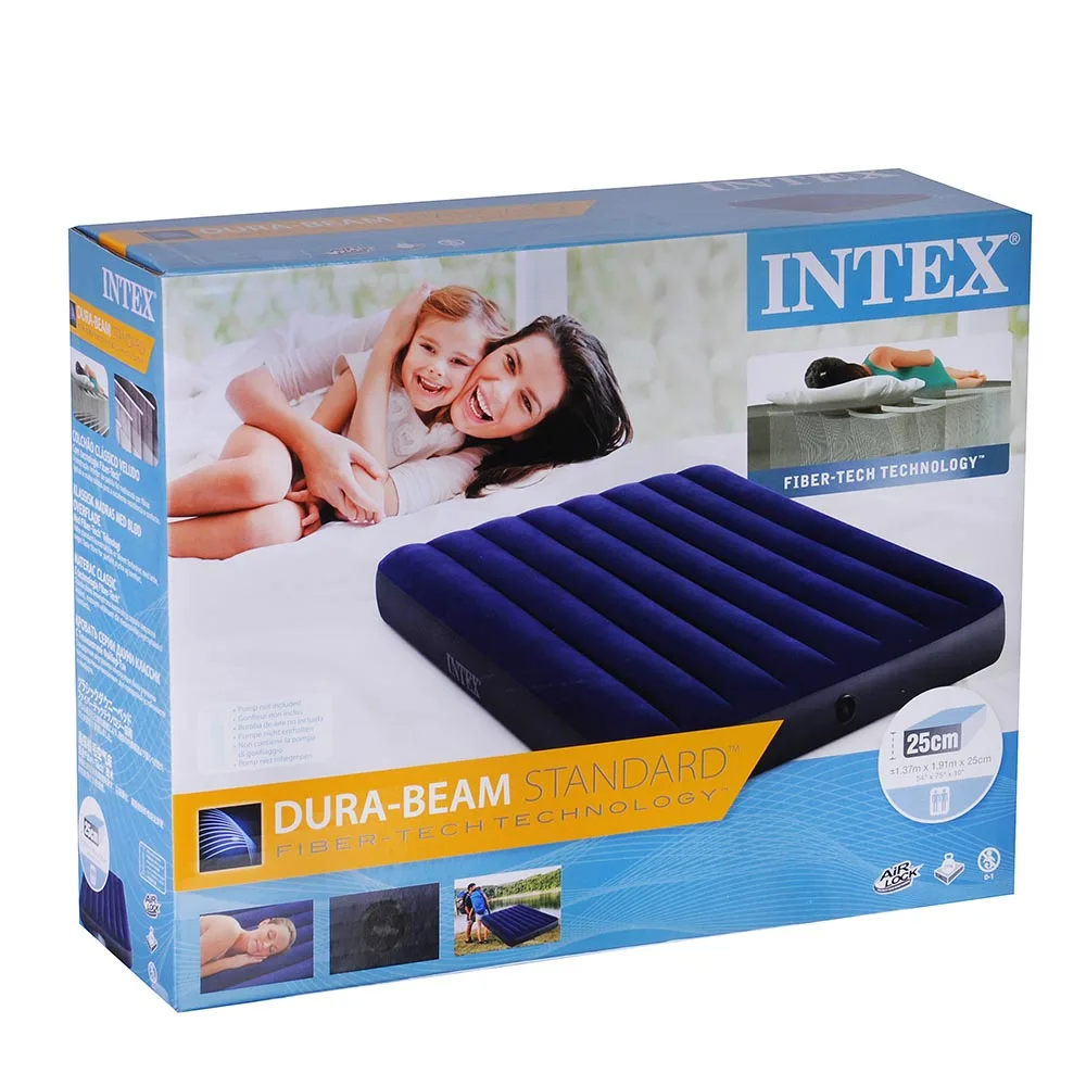 Надувной матрас кровать INTEX Classic downy 64758 FIBER-TECH 137х191х25 см |
