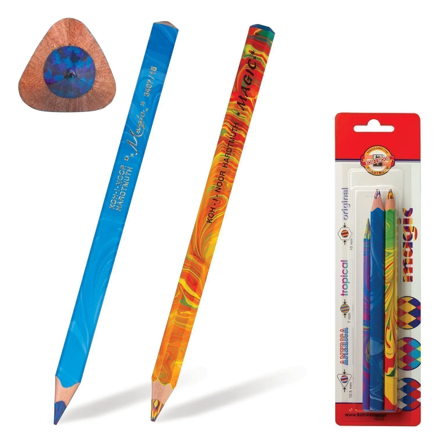 Koh-I-Noor Karandashi with a multi-coloured griffe of 3 grand 5.6 mm/ 7.1 mm 181010 | Wooden Colored Pencils