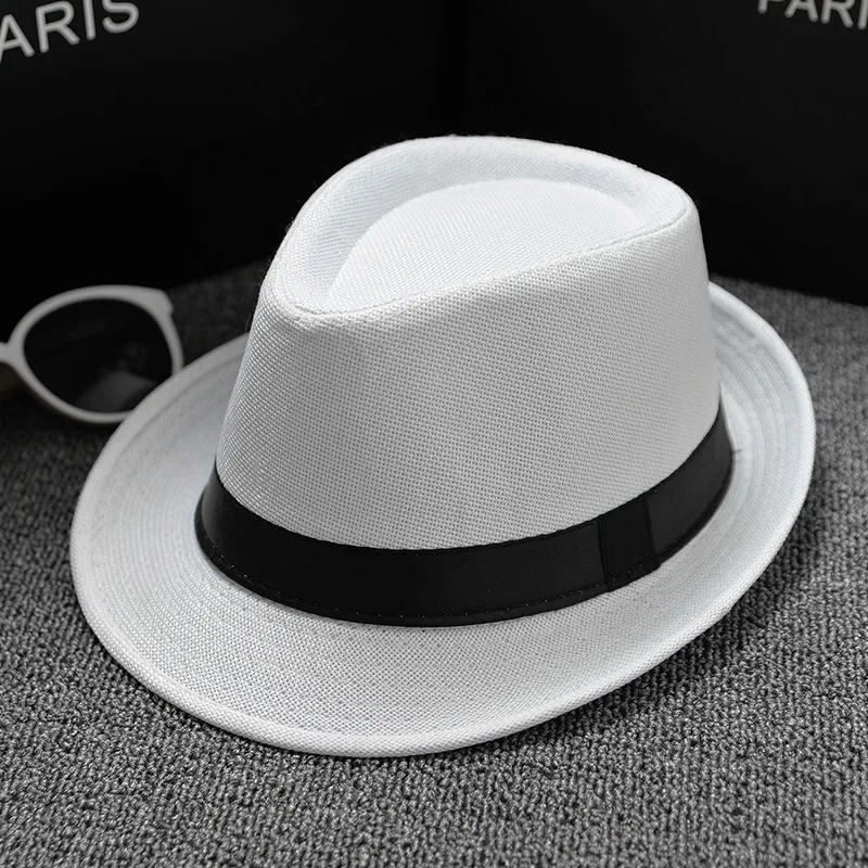 

Olokele Flash Deal Mens Fedor Cap Casual Beach Roll Brim Sun Hat with Black Robbin Jazz Panama Hats Wedding Party Gift
