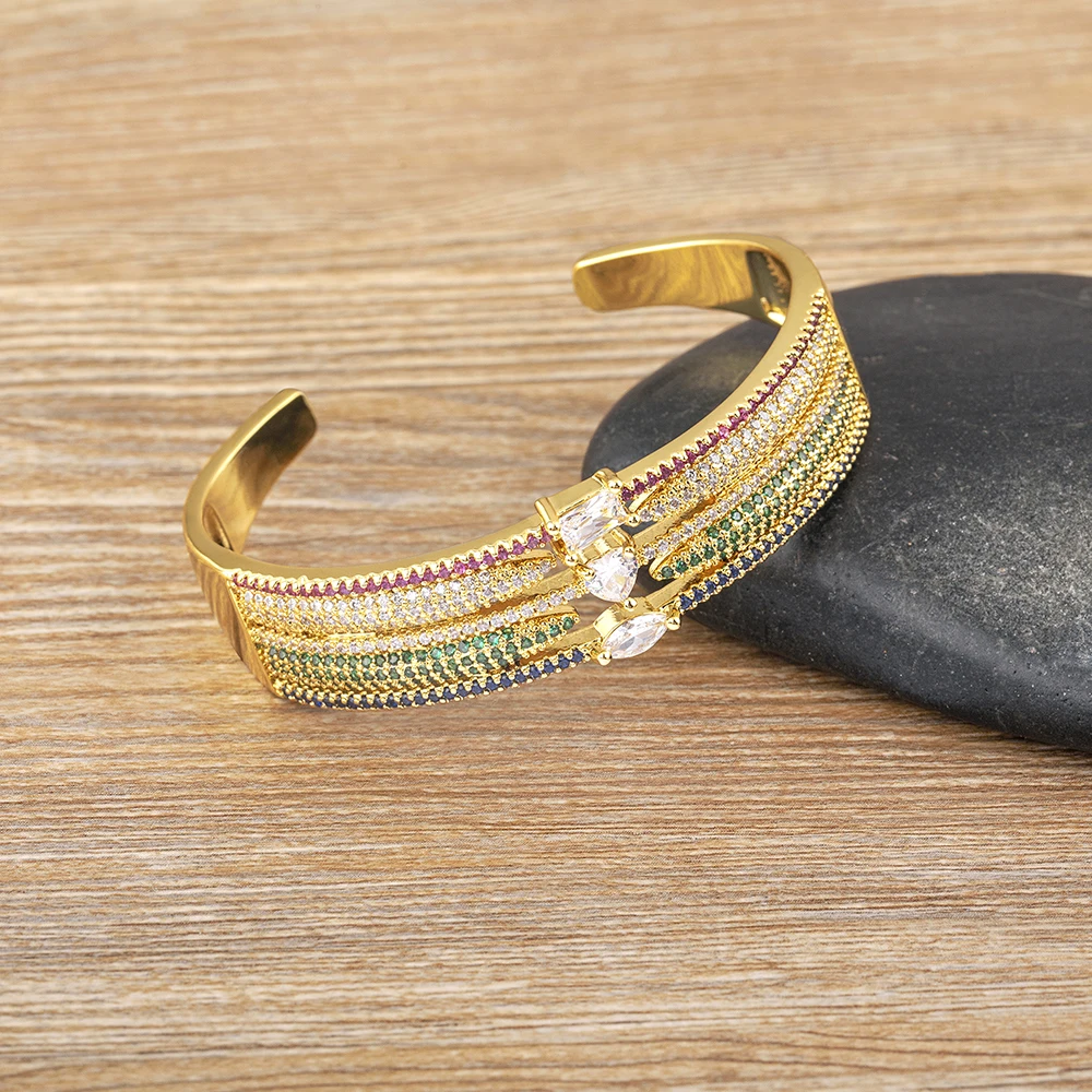 AIBEF Новая мода красочный циркон женский браслет трехслойный дизайн регулируемое