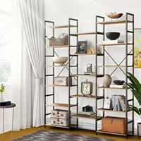 Breeezestival 6-Tier Bookshelf Triple Wide Rustic Brown Open Shelf Industrial Vintage Wood Style Bookcase for Home&Office