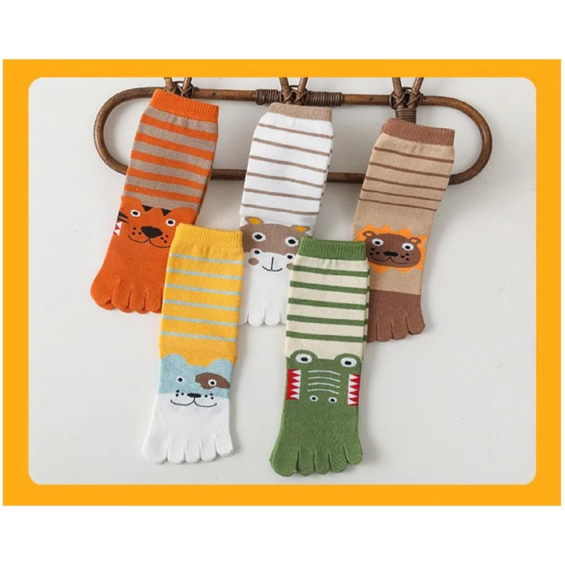 

Cotton Five finger Socks Children's Cartoon Long Tube Socks Sweat Absorbing Sock