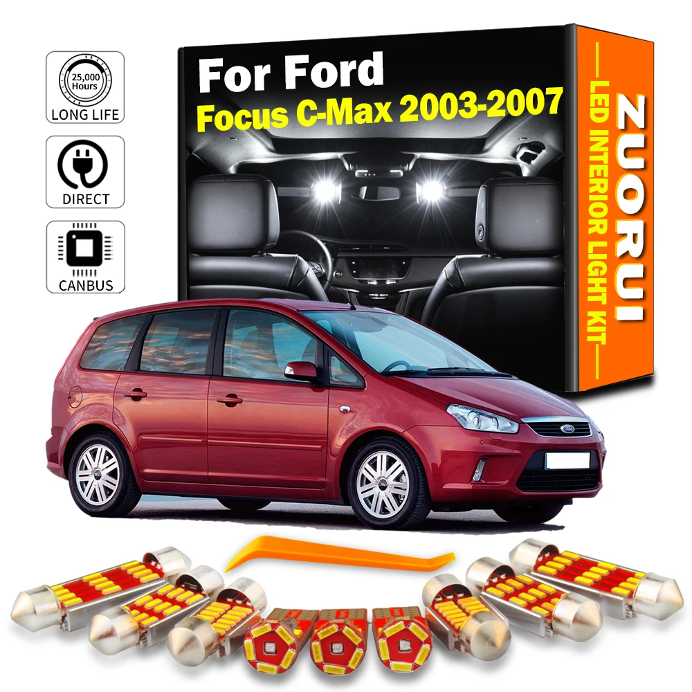 

ZUORUI 16Pcs LED Interior Map Dome Light Kit For Ford Focus C-Max Cmax C Max 2003 2004 2005 2006 2007 Canbus Car Accessories