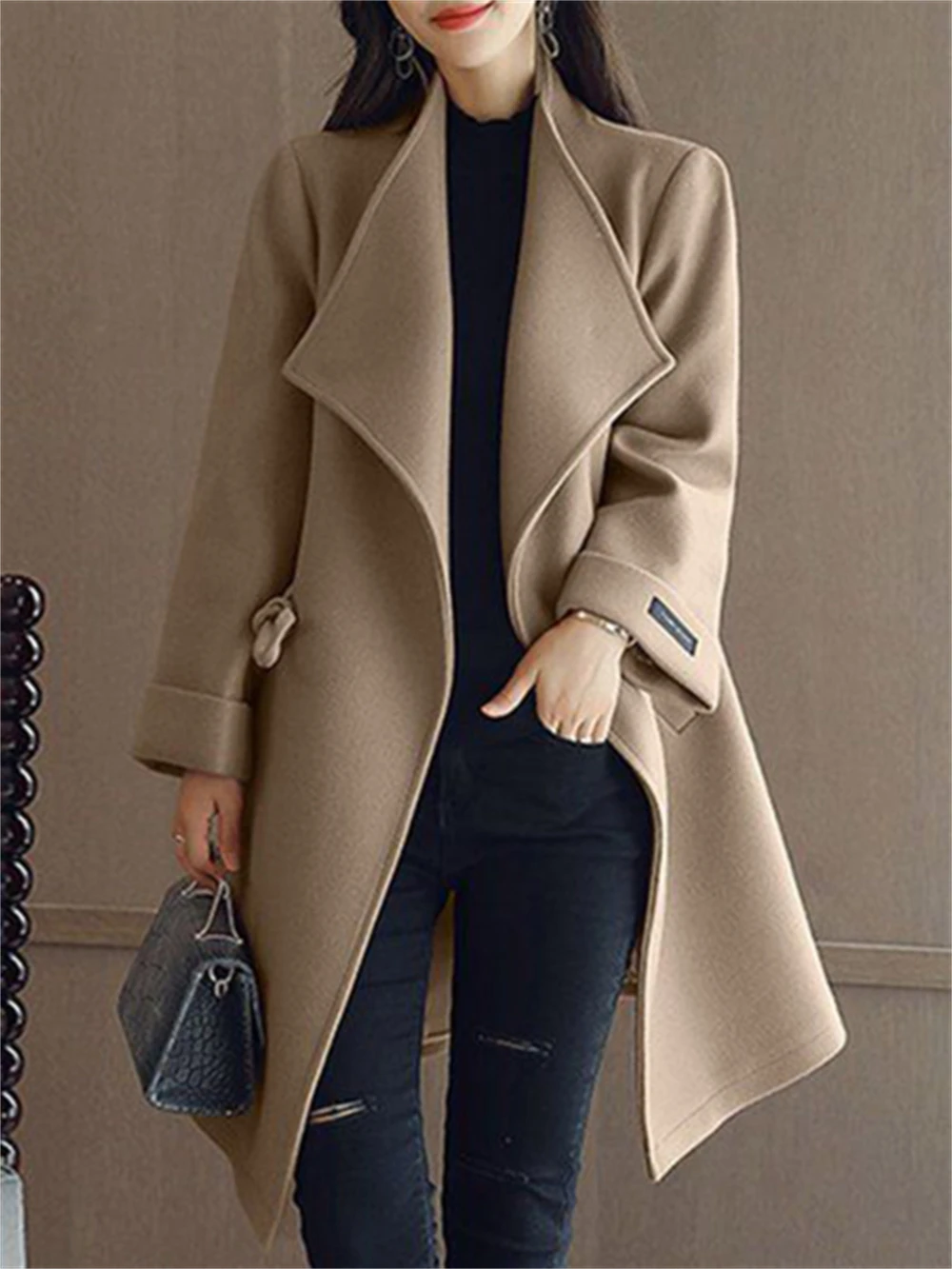 

Charmingtrend Autumn Winter Women Coat Fashion All-match Solid Color Woolen Coat Thick Casual Coat Ladies Outwear Loose Jacket