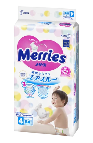Подгузники Merries L 9-14 кг/54 шт для детей