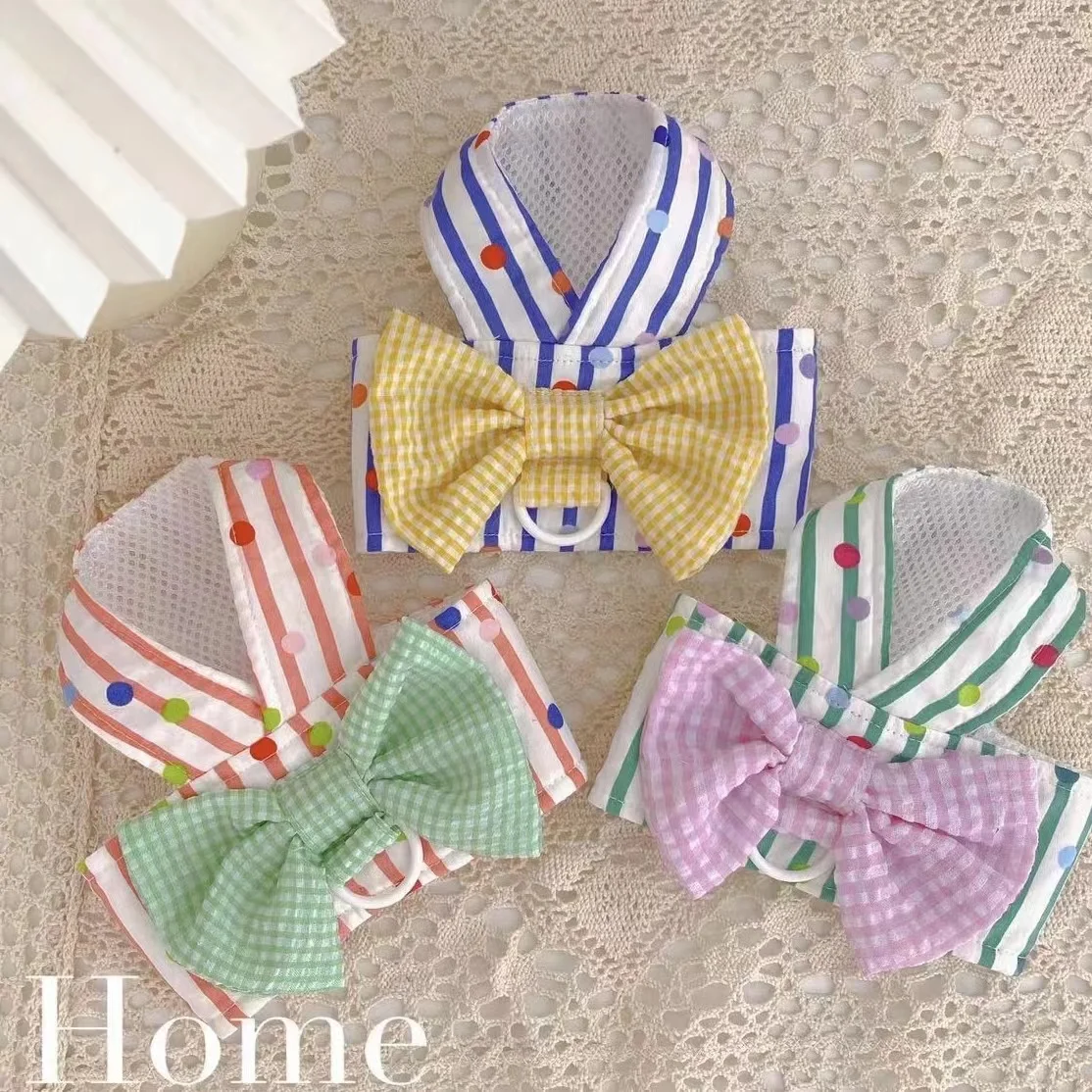 Pet Clothes Small Dog Vest Summer Chest Back Traction Suit Cute Vest Harness Sweet Bowknot Skirt Puppy Coat Chihuahua Yorkshire