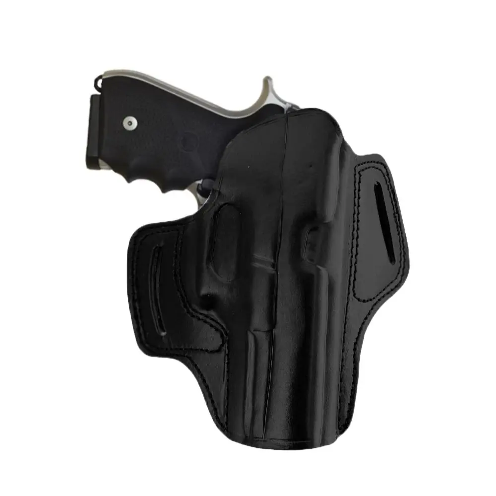 Leather Gun Holster For Stoeger Cougar 8000 Handmade Pancake Style OWB Carry Two Slot Fast Draw Pistol Firearm Tactical Pouch