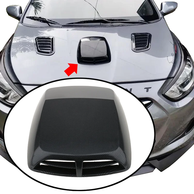 Universal Abs Car Front Air Flow Intake Carbon Hood Scoop Vent Bonnet Sticker Cover Decoration Exterior Accessories