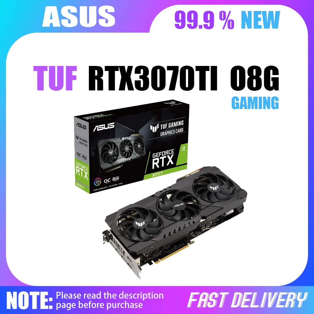 

99,9% Новые игровые видеокарты ASUS TUF RTX 3070 TI O8G GDDR6 8 ГБ Видеокарты GPU NVIDIA RTX3070TI PCIE4.0 256-битный HDMI DP для ПК Gamer Desktop