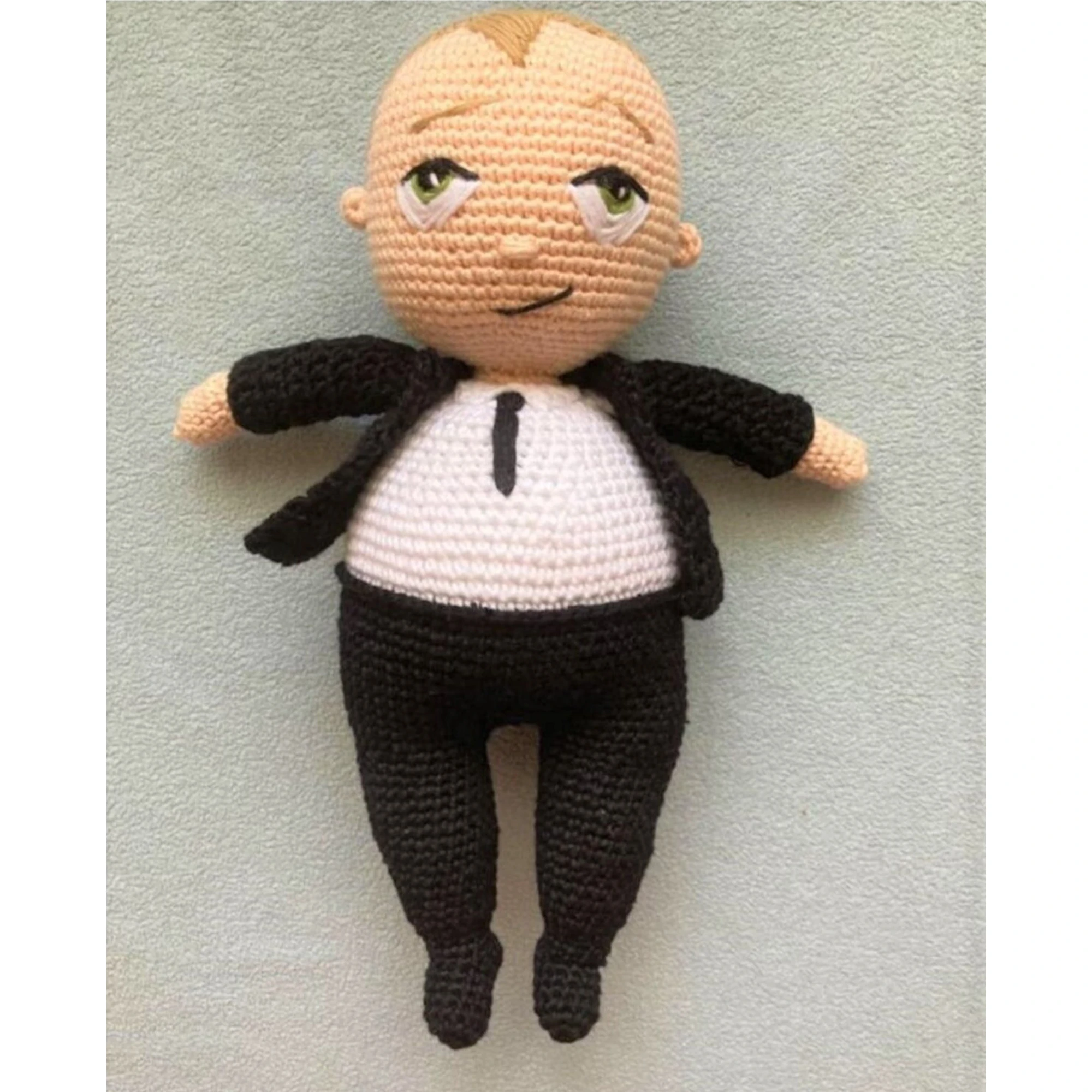 

Amigurumi Boss Baby Organic Knitted Toy Washable Handmade Dolls Newborn Sleeping and Playmate Sweet Baby for Sale