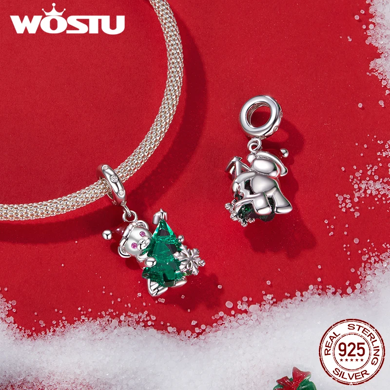 Шарм-бусина из серебра 925 пробы с имбирным человеком и Сантой