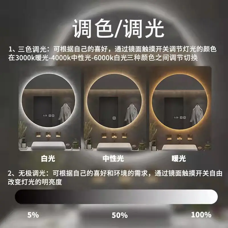 Круглые Гостиничный Противотуманный ТуалеТ Смарт - Очки Стены СветящиеСя