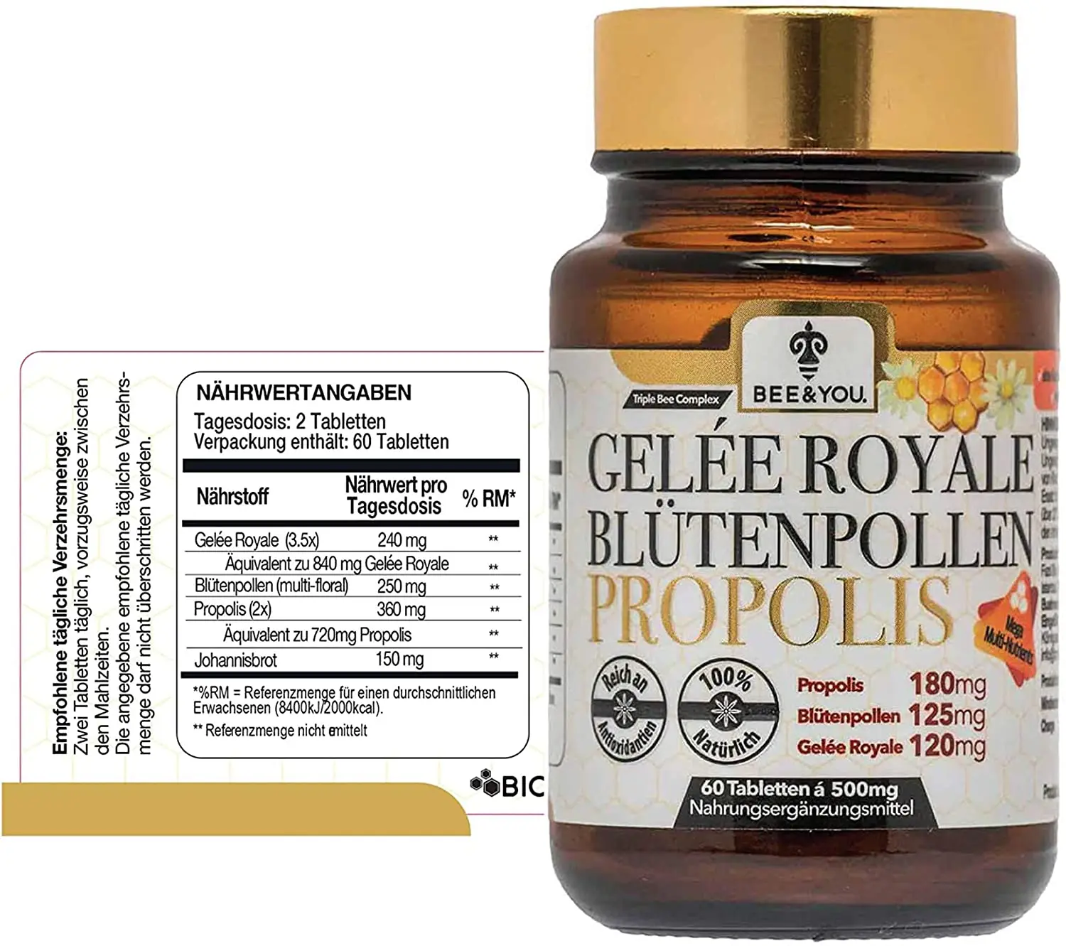 

Propolis Pollen 500 mg 60 Tablets Adult