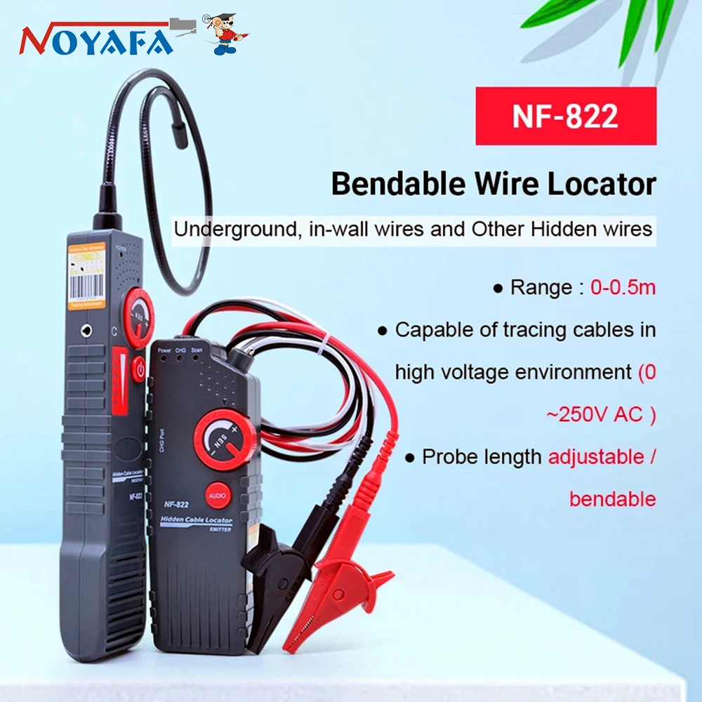 NOYAFA NF-822 Underground Cable Locator High/ Low Voltage Wire Tracker Cable Tester for Detection of Wall and Underground Cables