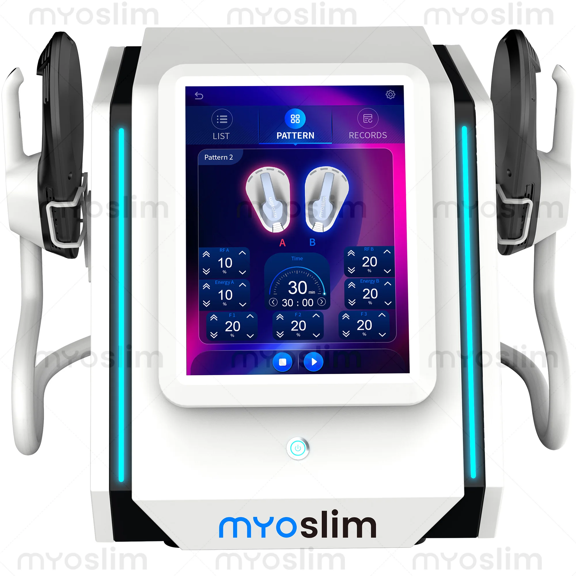 Фото Профессиональный аппарат для коррекции фигуры MYOslim 6500W, портативный электромагнитный стимулятор мышц Nova RF для электромагнитной стимуляции мышц №5
