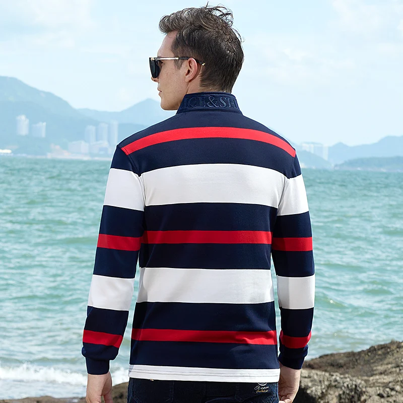 Мужская длинная рубашка с вышивкой Брюс и Акула Красная Эластичная