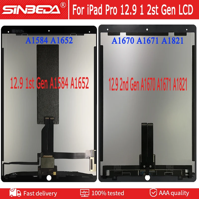 100% Tested LCD For iPad Pro 12.9 1st Gen A1584 A1652 For Pro 12.9 2nd Gen A1670 A1671 A1821 LCD Display Touch Screen Assembly