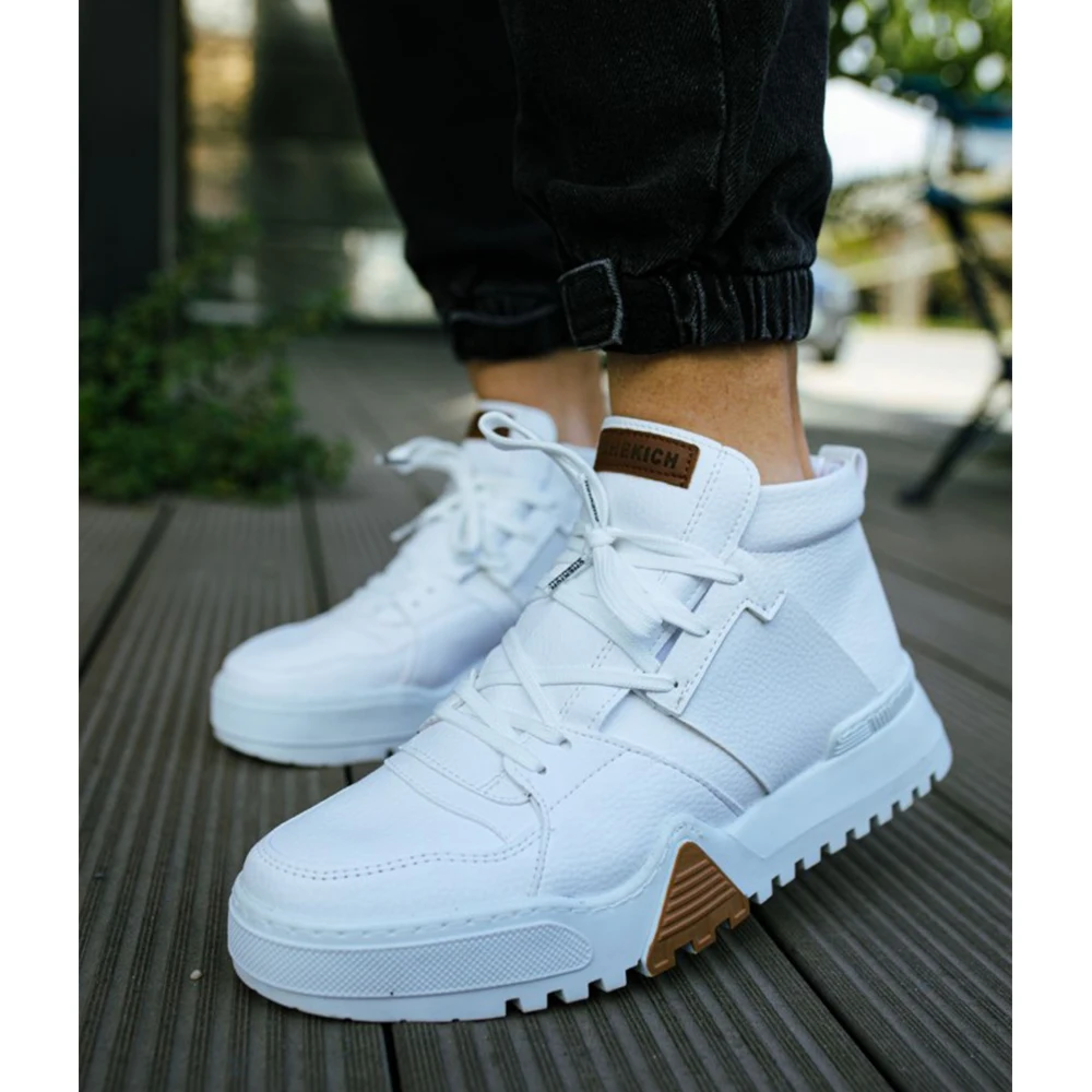 CFN Store Men Boots Shoes White Artificial Leather Lace Up Sneakers 2023 Comfortable Flexible Fashion Wedding Orthopedic Walking Sport Lightweight Odorless Running Breathable Hot Sale Air New Brand Boots 057