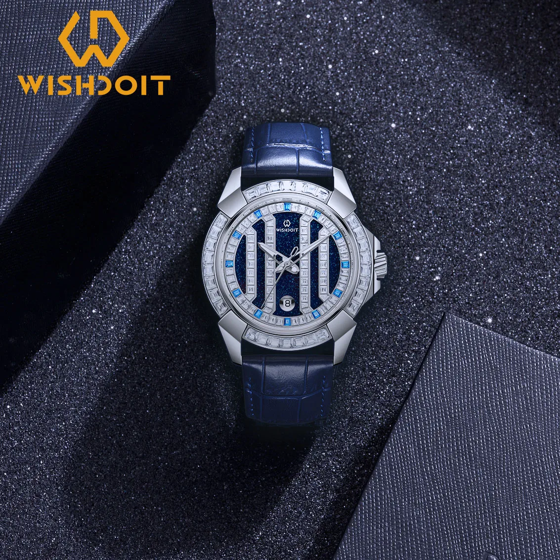 Wishdoit Мужские кварцевые часы синего цвета