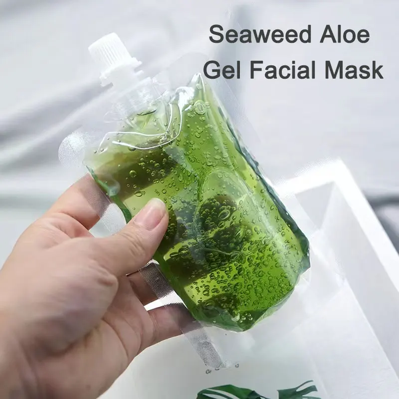 

Natural Seaweed Aloe Gel Facial Mask Soothing Repairing Hydrating Moisturizing Desalinating Acne Marks Wash Free Facial Mask100g