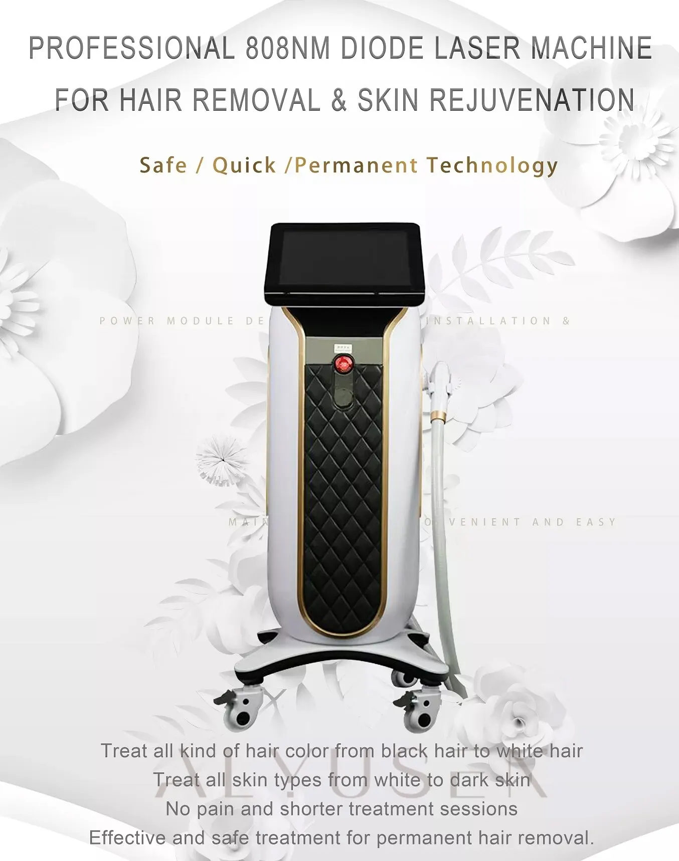 

Newest Best Price Diode High Power 1200W Diode Laser Hair Removal Machine 755 808 1064 NM Three-Wavelength For Salon Germany CE