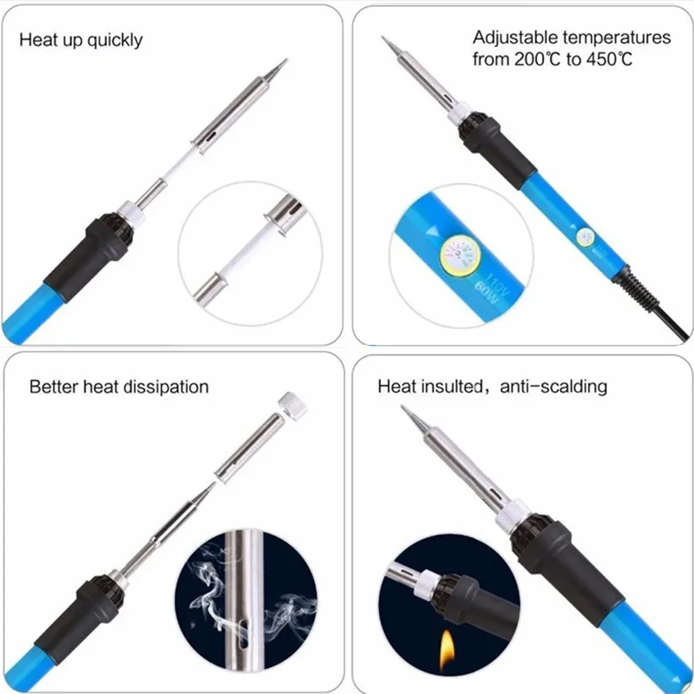 Электрический паяльник 7 в 1 60 Вт с регулируемой температурой