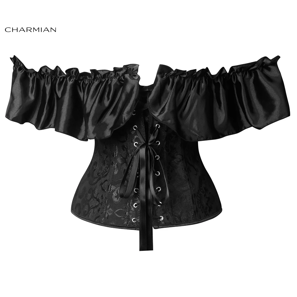 Винтажный корсет Charmian женский викторианский сексуальный атласный топ с рюшами и