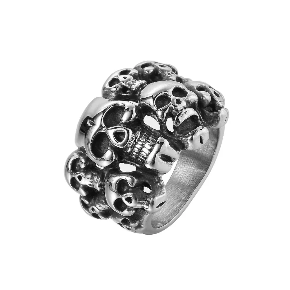 

2022 New Fashion Skeleton Skull Rings For Women Creative Punk Stainless Steel Men Jewelry Wedding Gift Bulk Items Wholesale
