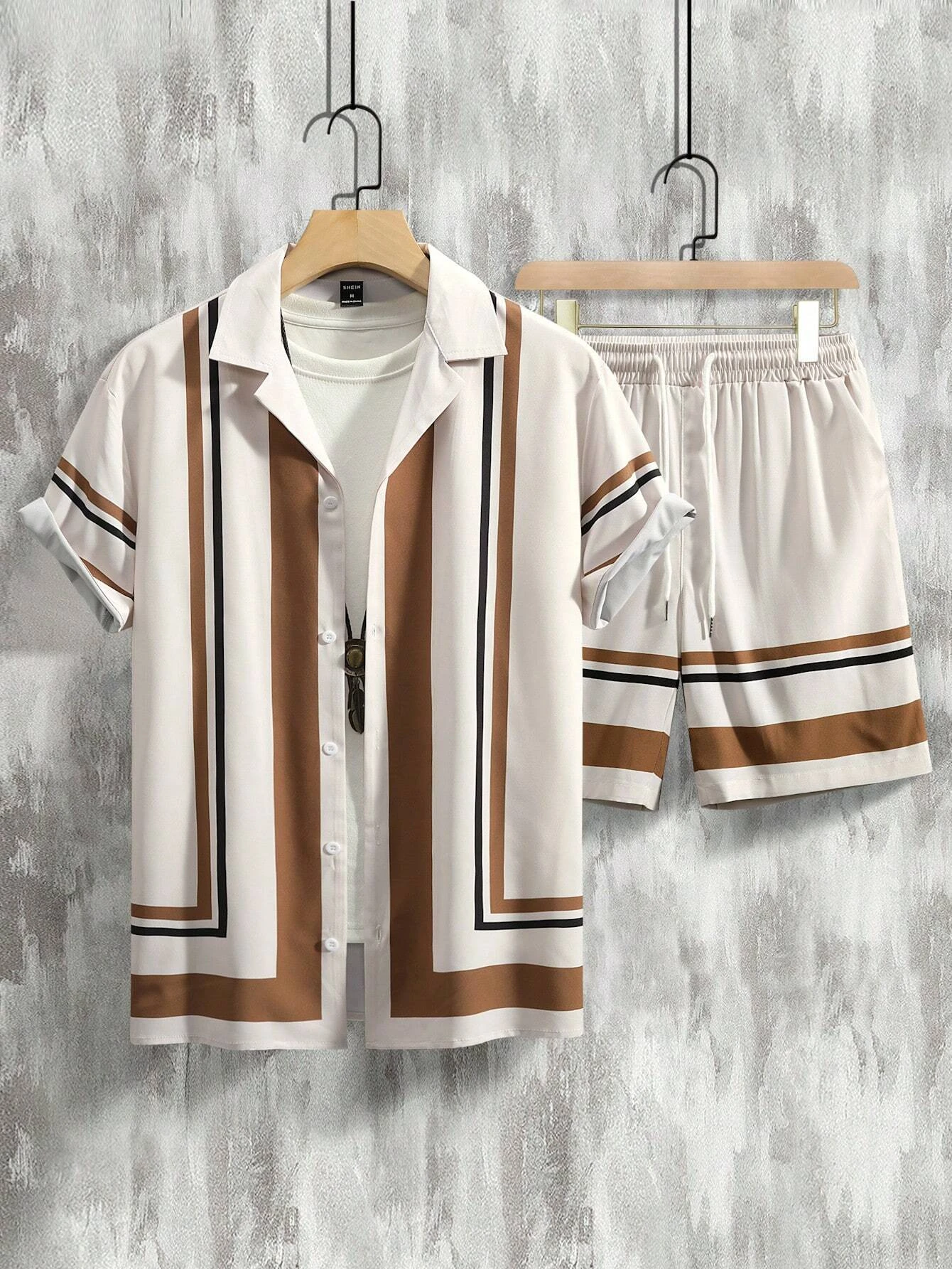 Мужской пляжный костюм в гавайском стиле Повседневная рубашка с короткими