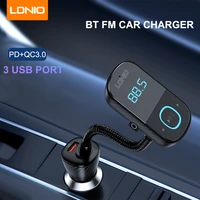 ldnio 43w pdqc 3 0 car quick charger bluetooth 3 usb port car kit audio mp3 player phone hands free fast charger fm modulator