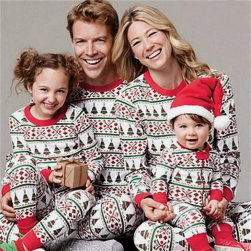 

Merry Christmas 2022 Family Pajamas Santa Tree Patchwork Mother Daughter Matching Clothes Casual Soft Sleepwear Xmas Family Look