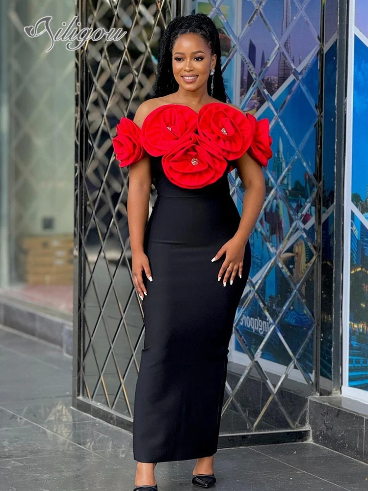 Aililou женское длинное платье с открытыми плечами цветочный бриллиант африканская