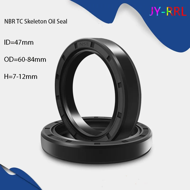 

Black NBR TC/FB/TG4 Skeleton Oil Seal ID 47mm OD 60-84mm Thickness 7-12mm Nitrile Butadiene Rubber Gasket Sealing Rings