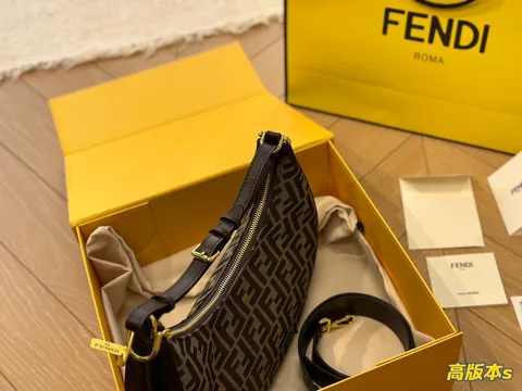 Сумка в стиле Fendi из холста/воловьей кожи 30см*16см