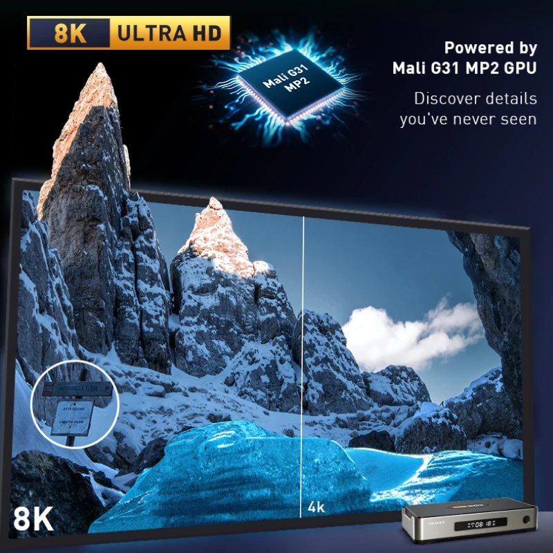 Фото Оригинальная новая ТВ-приставка DIGIBOX D6 MAX Smart Android, медиаплеер Smart Global, поддержка 8K HD | Wi-Fi 6 | 4 ГБ + 64 ГБ | Голосовой пульт дистанционного управления №3