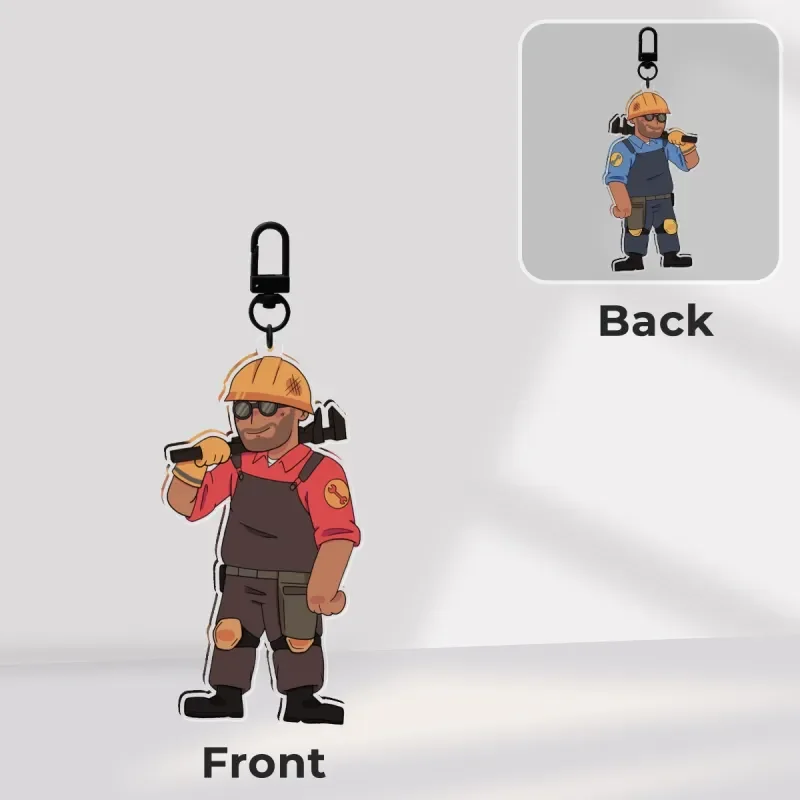 Фото Брелок из акрила с персонажем Инженера из Team Fortress 2 (TF2), сувенир по игре, подвеска для сумки, подарок для фанатов TF2 №2