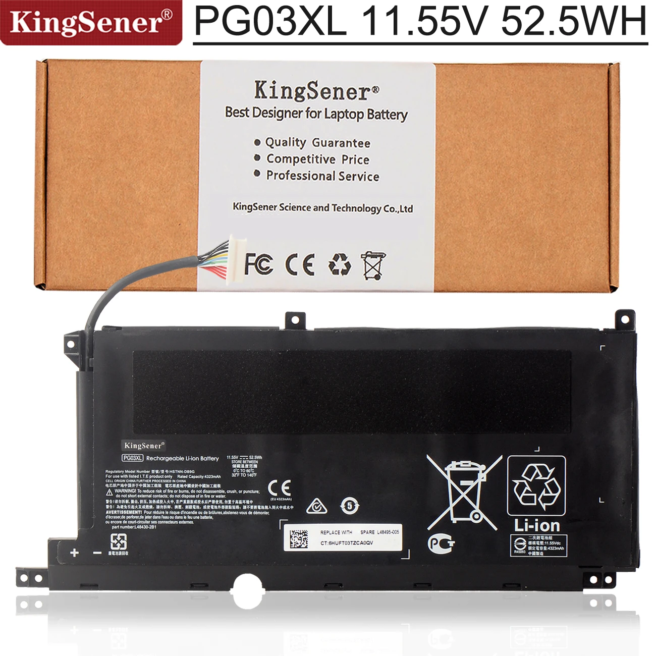 KingSener PG03XL Laptop Battery For HP Pavilion Gaming 15-DK dk0003nq 15-dk0020TX 15-ec 15-ec0000 OMEN 5X FPC52 Series 52.5WH