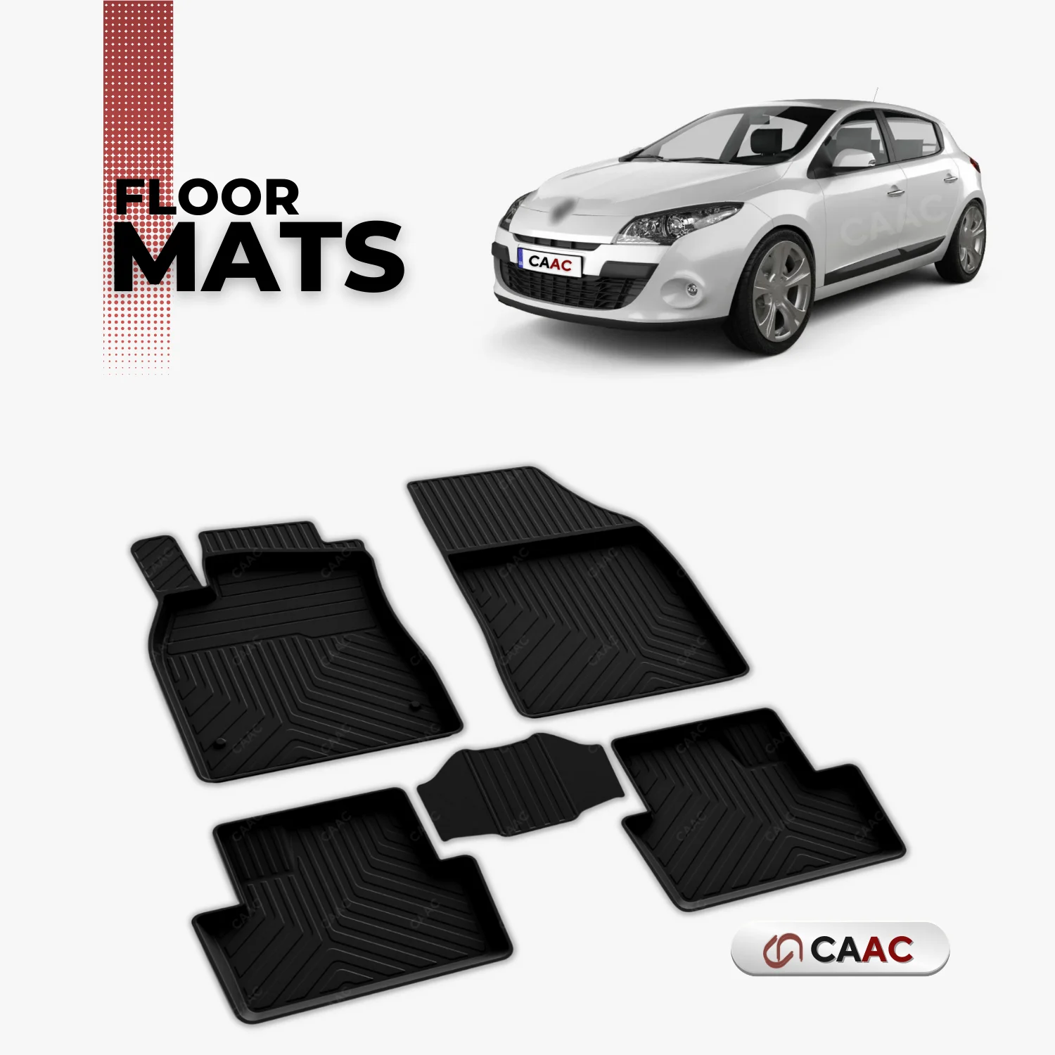 

For Renault Megane HB 5D 2008-2015 Floor Mats Lining All Air Molded 4D Black 5 Piece Anti Allergic Waterproof Car Accessory