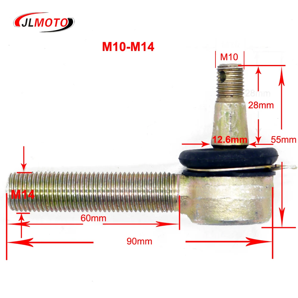 

M10/M12-M14 60 мм регулируемый конический шаровой шарнир, комплект подходит для китайского Китая 50cc 49cc 110cc электрический ATV UTV багги квадроцикл Запчасти