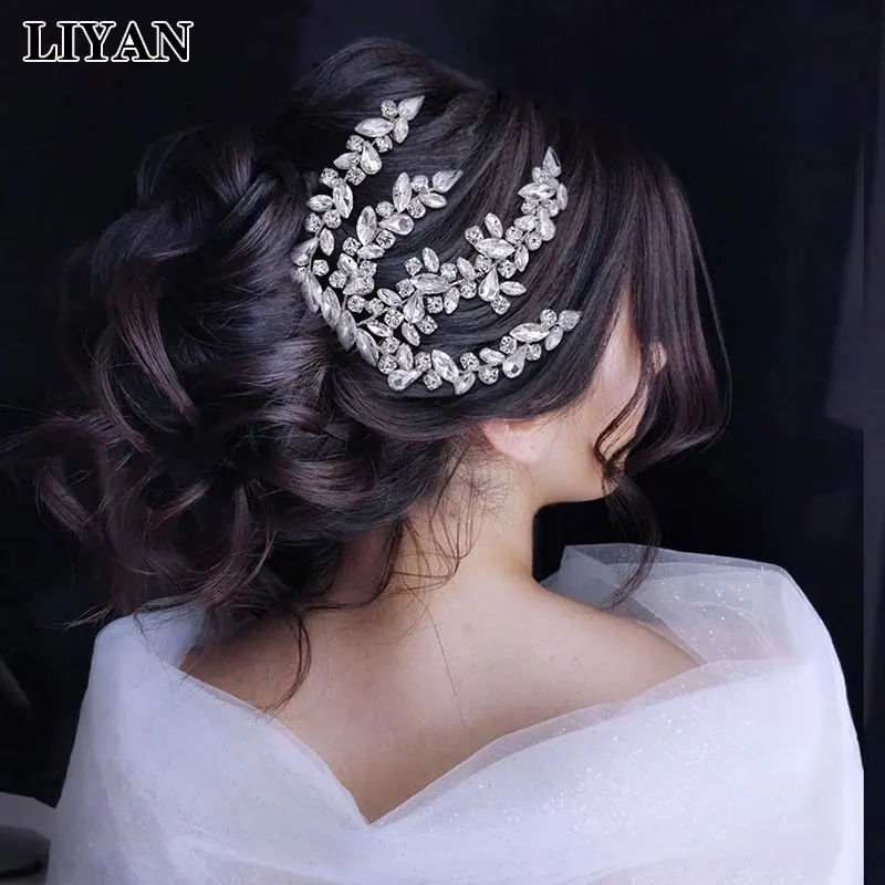 

Роскошные аксессуары для волос LIYAN для невесты, элегантный женский головной убор с кристаллами, свадебные украшения