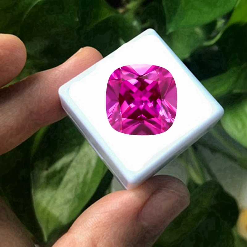 

Box Large Pink Ruby Corundum Sapphire 12.0mm 6.0Cts Cushion Cut VVS Sri-Lanka Loose Gemstone For Diy Jewelry Making