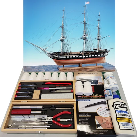 Подарочный полный набор с инструментами и красками для сборной модели корабля USS Constitution Model Shipways (США)