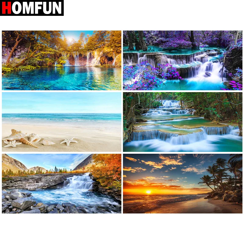 

Алмазная живопись HOMFUN, вышивка крестиком «пейзаж, Водопад», полноразмерная, круглая, для творчества, 5d, алмазная вышивка